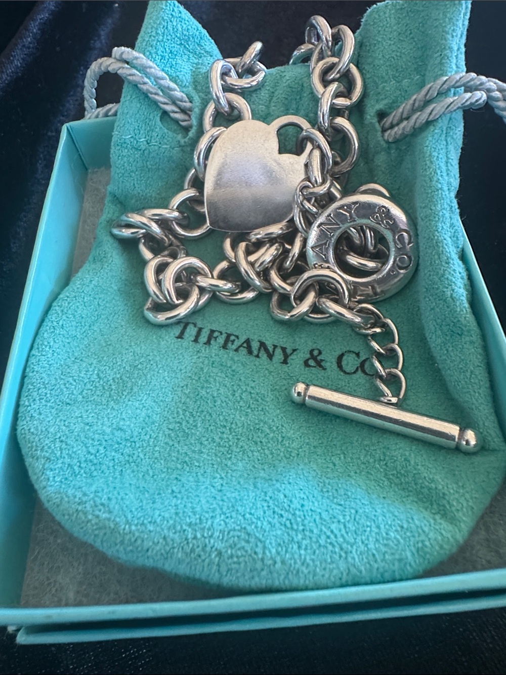 Tiffany & Co. Sterling Silver Heart Toggle Necklace with Signature Ring